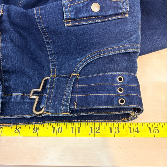 Vintage Y2K Gasoline Jeans Dark Wash Denim Maxi Skirt w/ Belt Utility Pocket - Picture 11 of 13